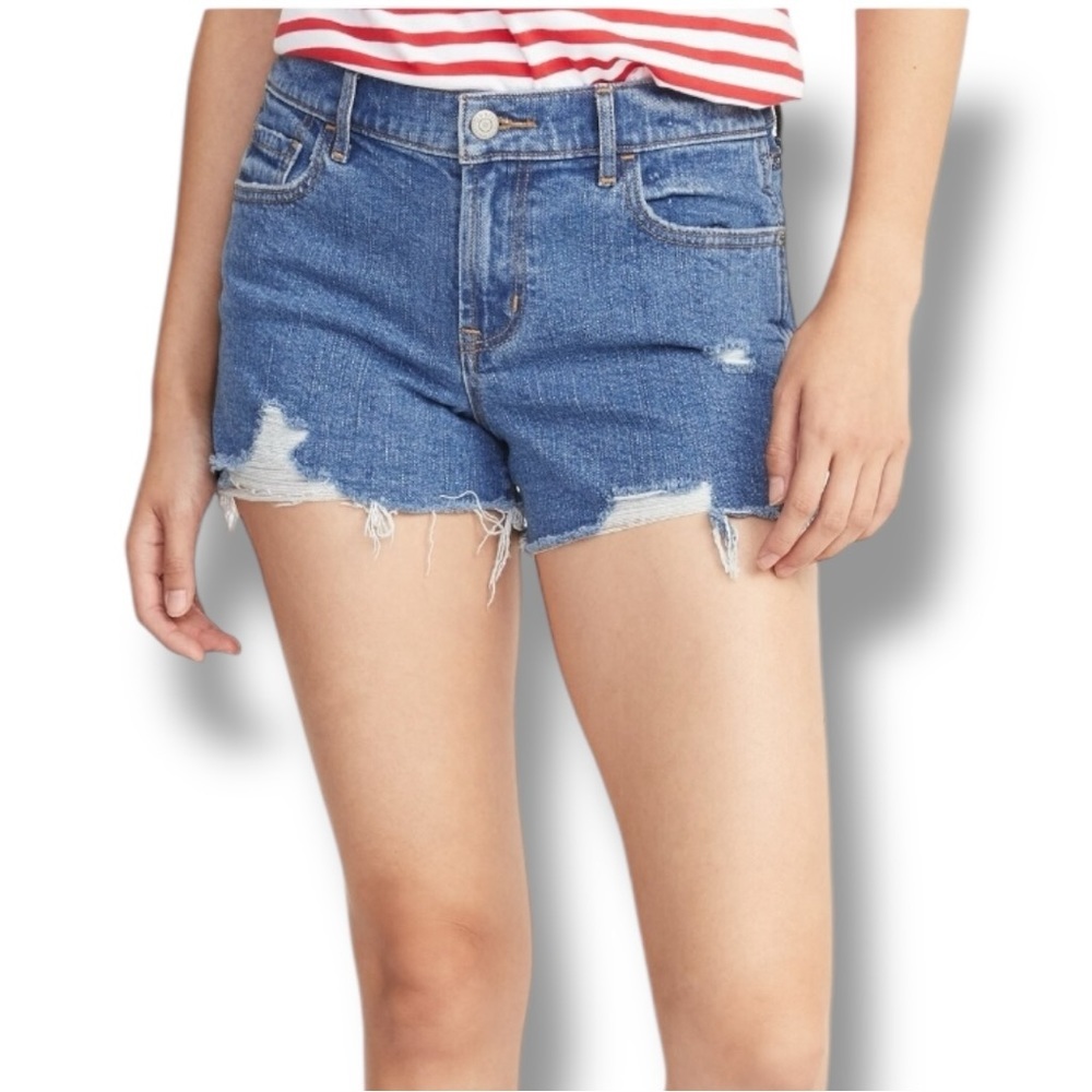 Old Navy Size 10 Boyfriend Mid Rise Ripped Distressed Cutoff Jean Shorts